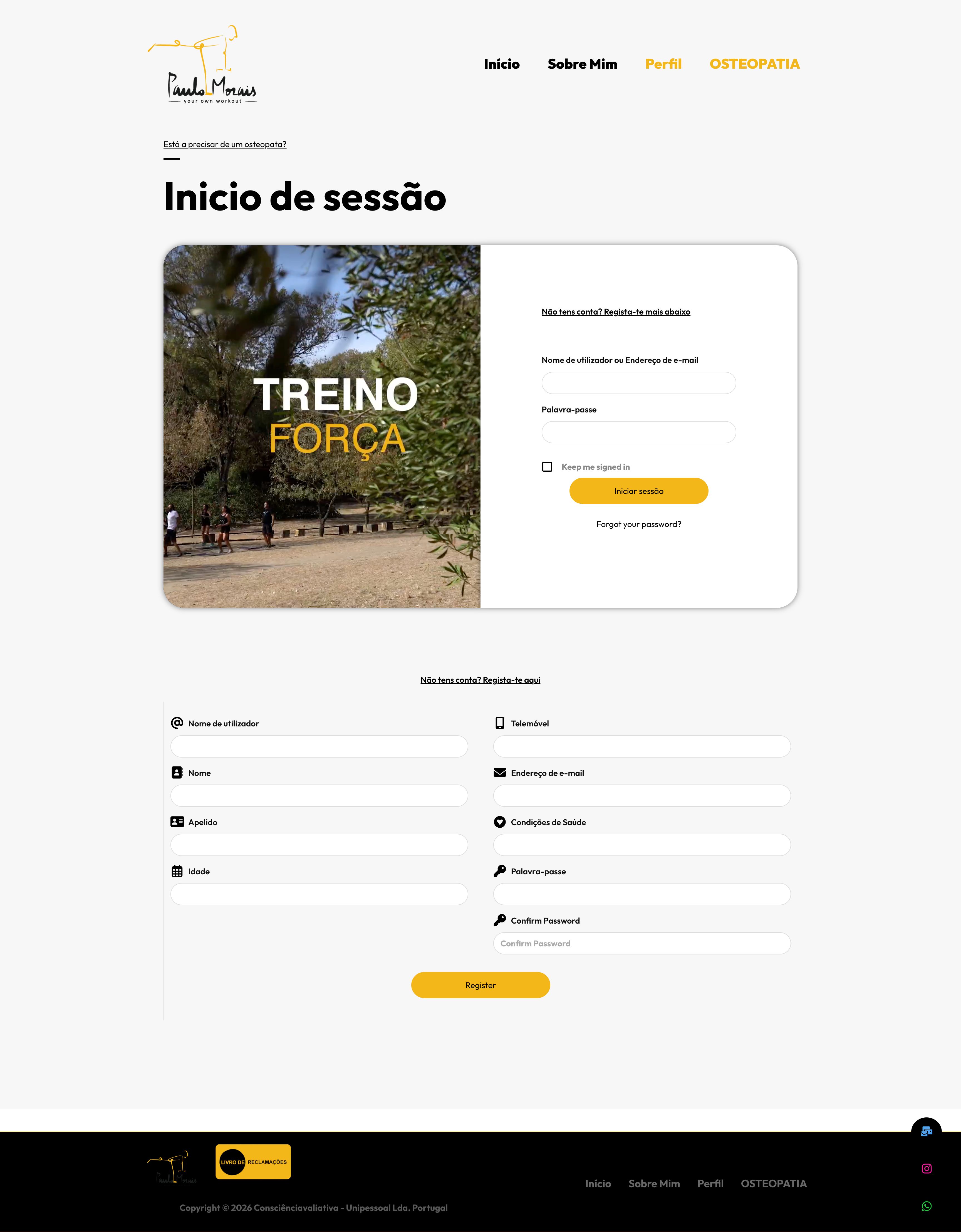 Protótipo: Perfil e Login